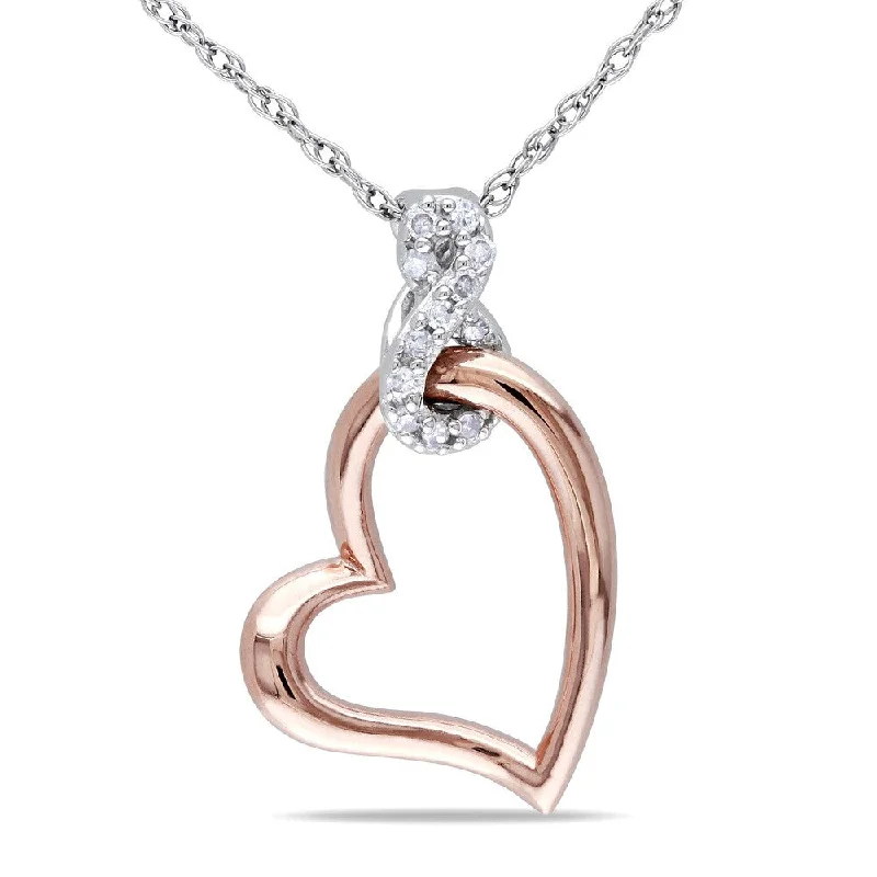 Stellar star necklaces-Miadora 10k Two-tone Gold Diamond Heart Infinity Necklace - White