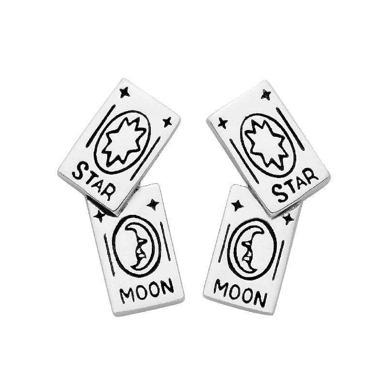 Thick hoop earrings-TUMBLING TAROT - Sterling Silver Studs