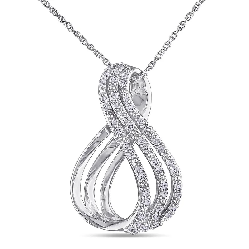 Carved monogram necklaces-Miadora 10k White Gold 1/4ct TDW Diamond Infinity Necklace