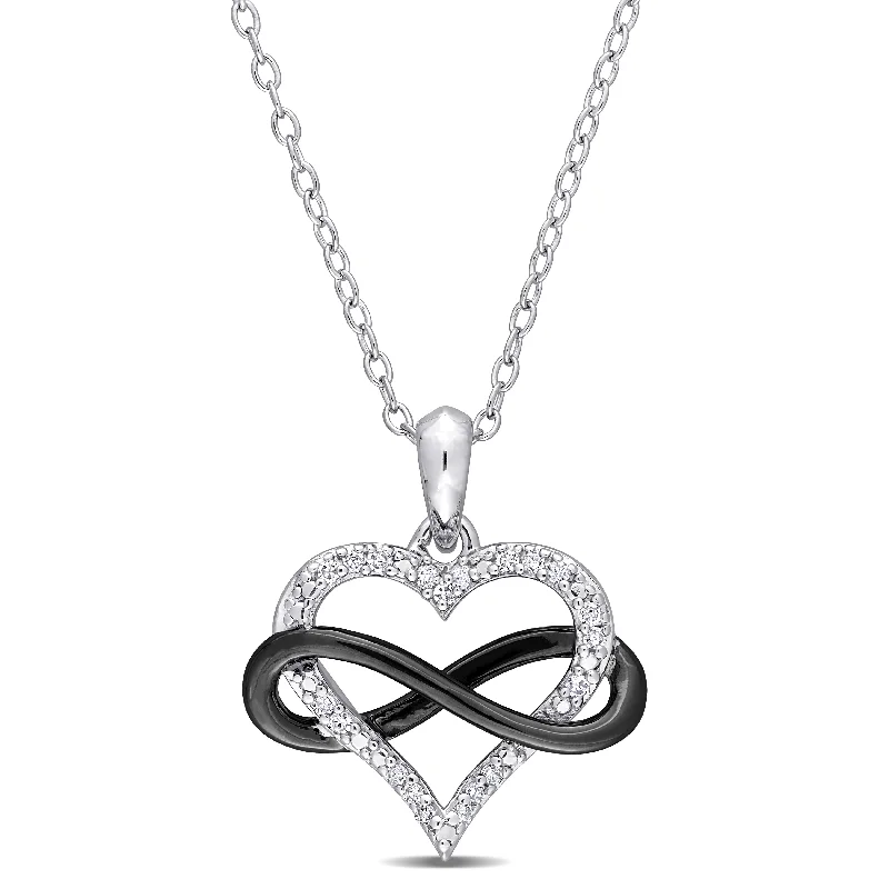 Vine braid necklaces-Miadora Two-Tone Sterling Silver 1/10ct TDW Diamond Infinity Heart Necklace