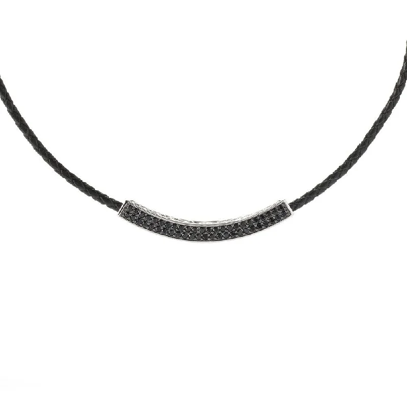 Woven knot necklaces-Sterling Silver 2ctw Black Spinel Necklace 18'L