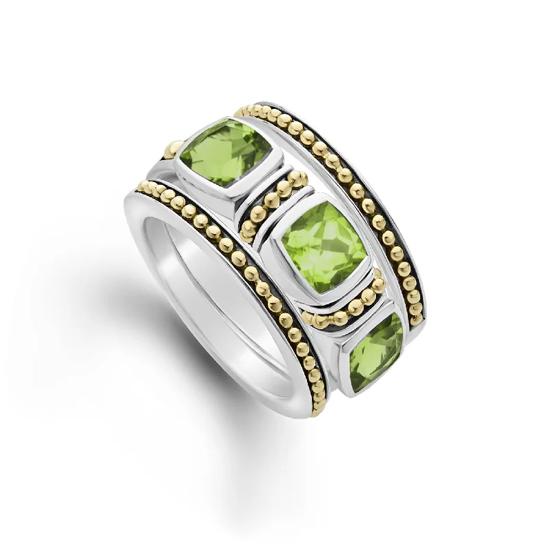 Crystal-twisted engagement rings-Peridot Stacking Rings (Size 7)