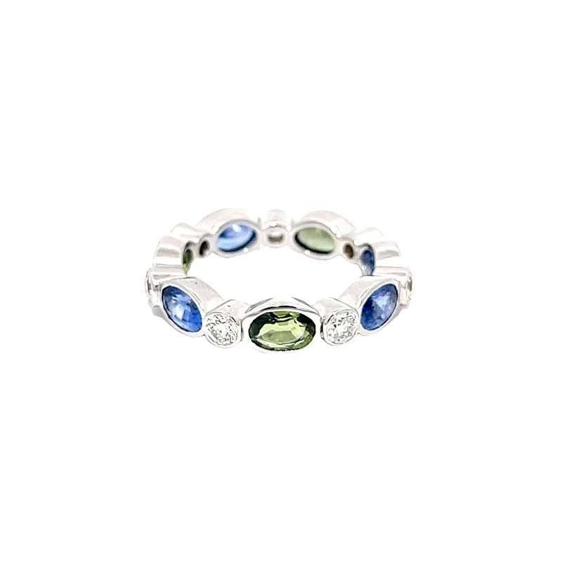 Solitaire gold engagement rings-Blue & Green Sapphire Ring with Diamonds