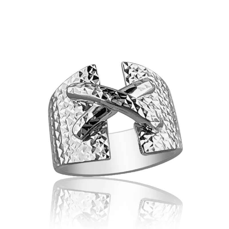 Square cut engagement rings-Sterling silver ring with dc design