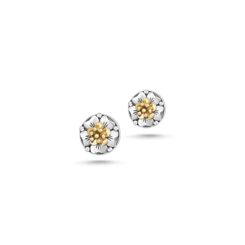 Pink gold earrings-Floral Stud Earrings