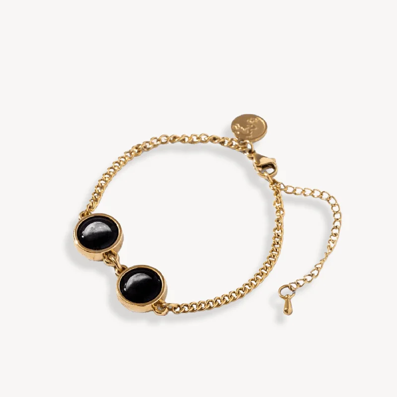 Tiny stack bangles-Double Moon Pallene Bracelet in Gold