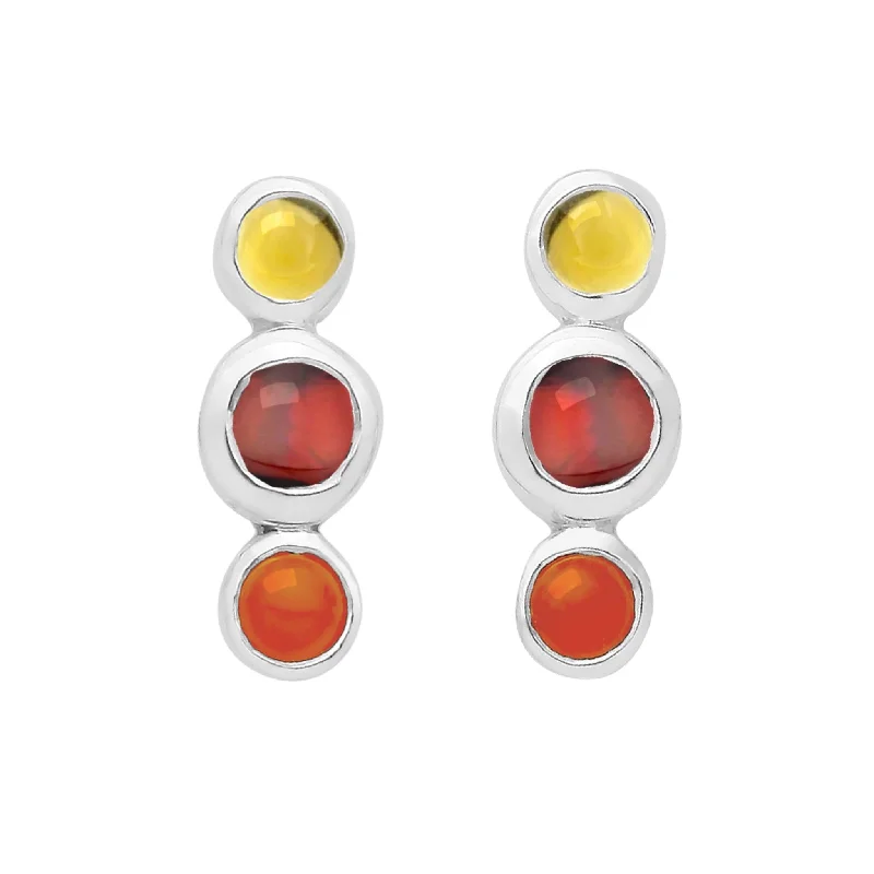 Vibrant enamel earrings-EQUINOX - Sterling Silver & Gemstone Studs